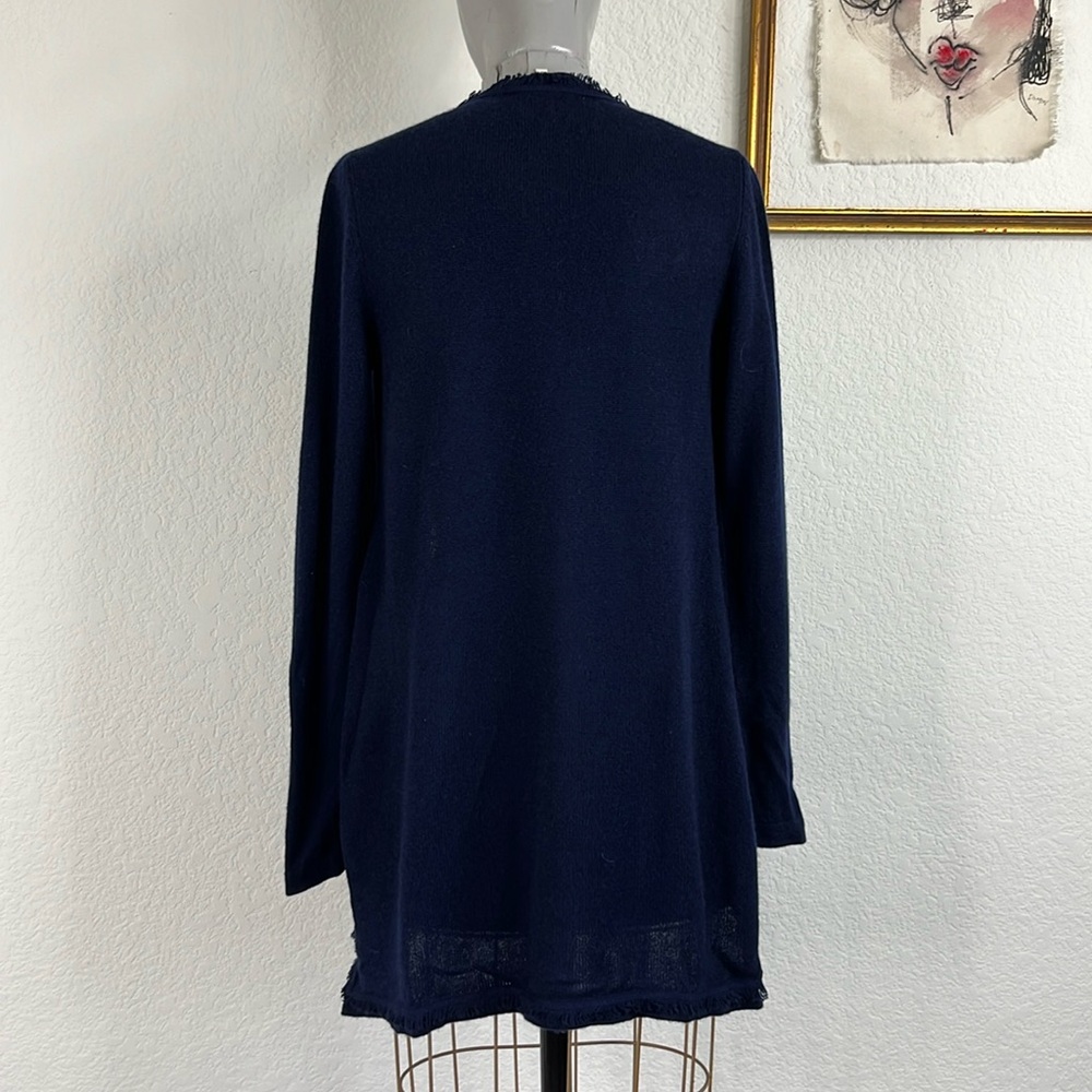 Rani Arabella Cashmere Fringe Open Front Swarovski Rhinestone Cardigan Loro Pian - Picture 8 of 10